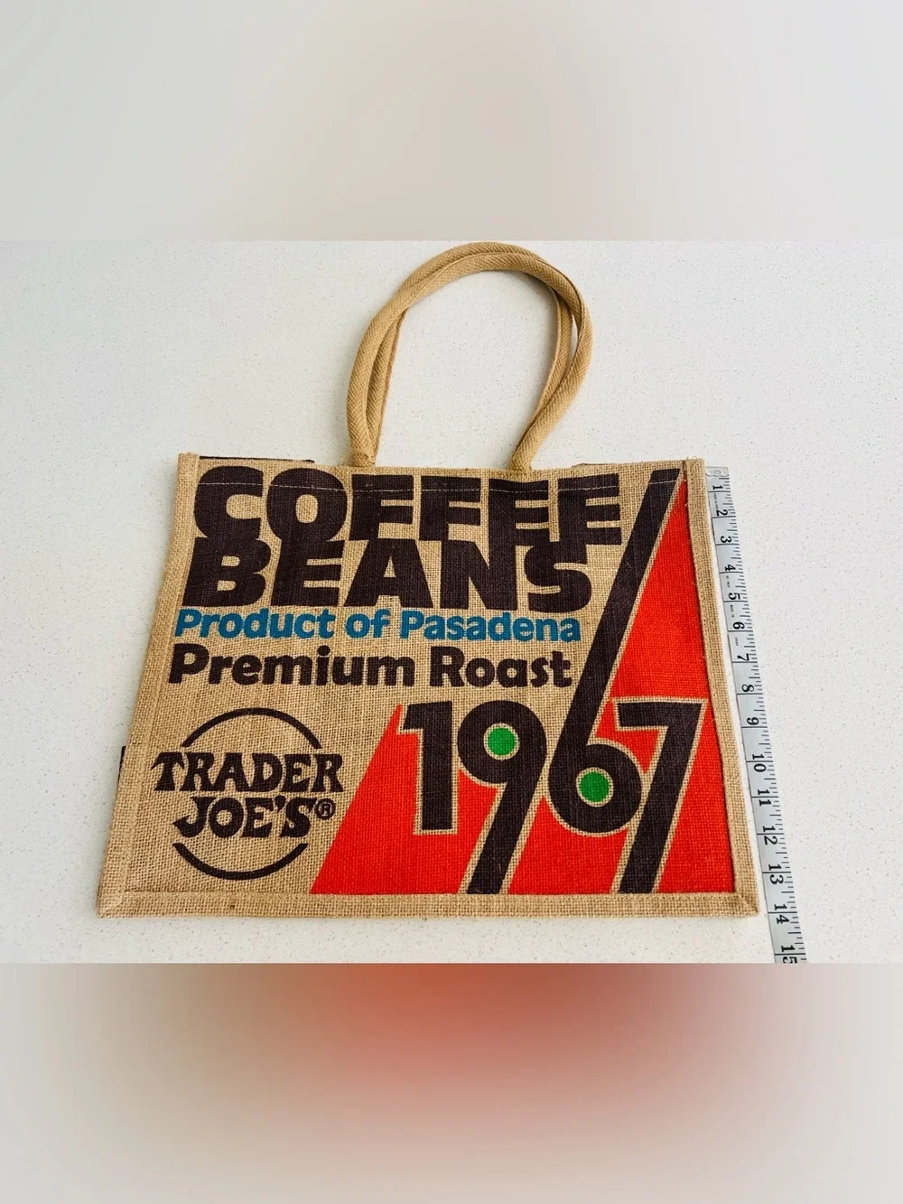 1967 Natural Jute Tote Bag - Rustic Brown